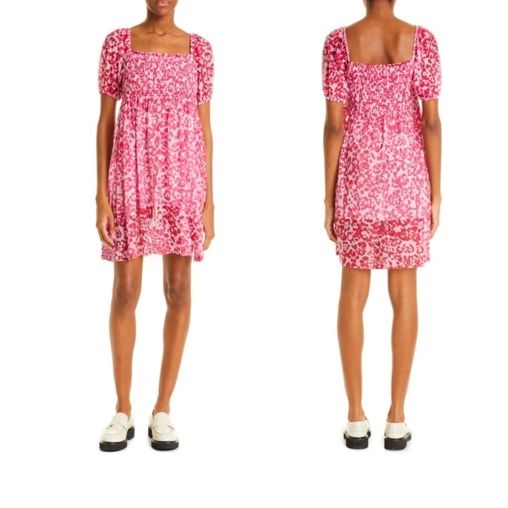 NEW Baum und Pferdgarten Joliet Smocked Stretch Mini Dress Pink Size XL